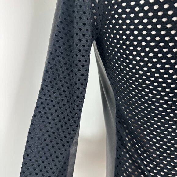 NWT BCBG MAX AZRIA Callan Long Sleeve Faux Leather Mesh Contrast Back Top XXS - Picture 10 of 13